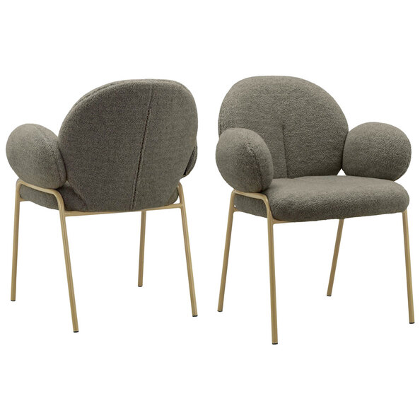 Mavero Mink Brown Fabric Dining Chairs in Pair