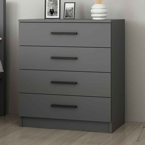 Mavero Wooden Chest of 4 Drawers in Anthracite