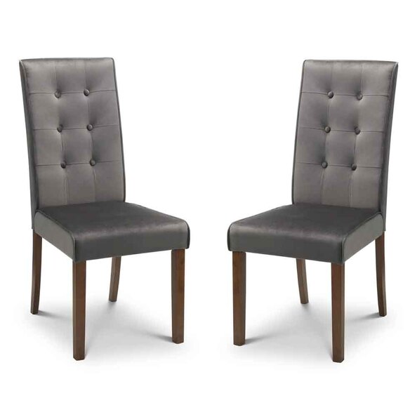 Mavira Grey Velvet Dining Chairs with Walnut Legs in Pair