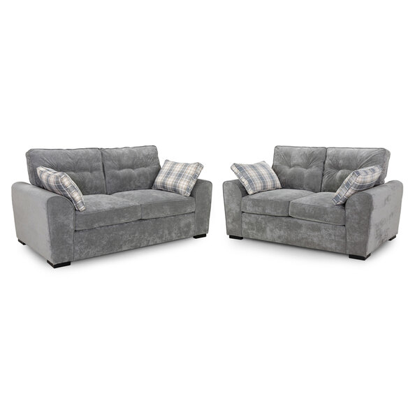 Maxton Fabric 3+2 Seater Sofa Set In Grey