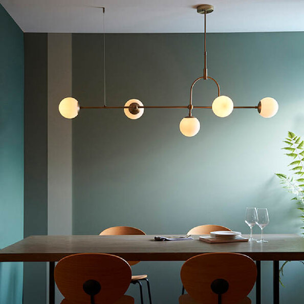 Mayetta 5 Opal Glass Pendant Ceiling Light In Antique Brass