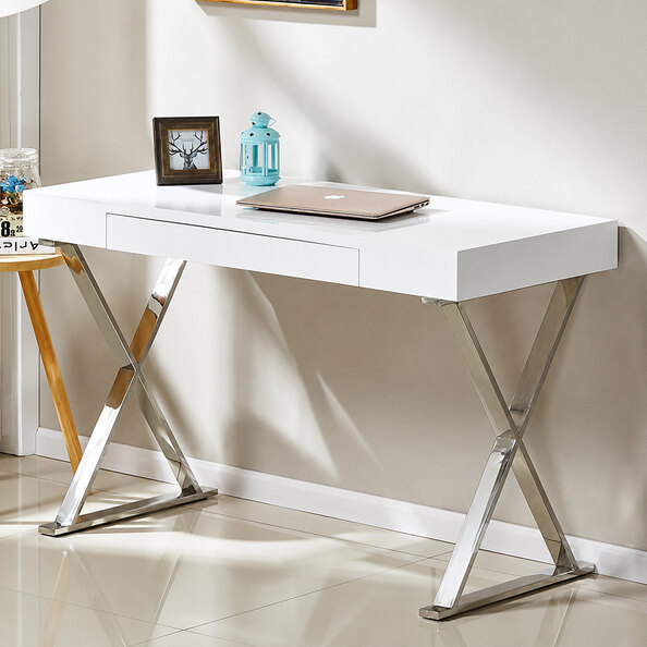 Mayline High Gloss Laptop Desk In White