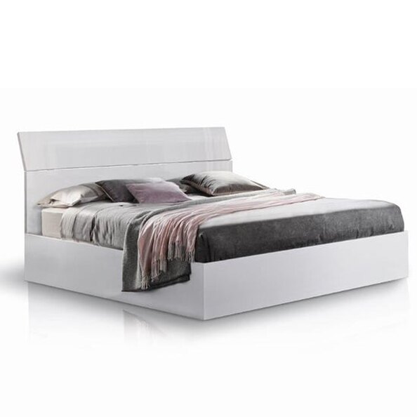 Mayon Wooden King Size Bed In White High Gloss