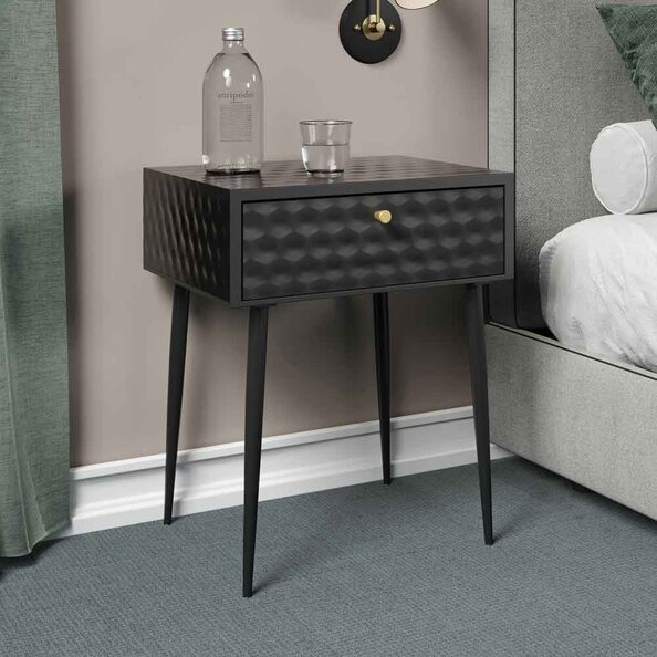 Mccall Metal Bedside Cabinet With 1 Drawer - Black