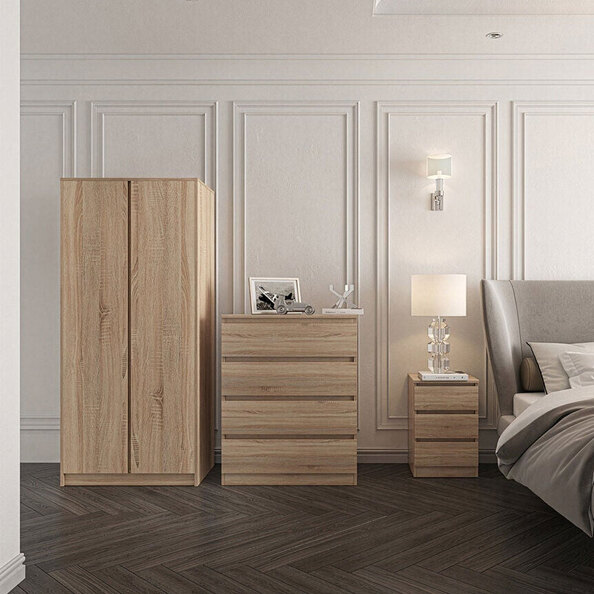 Mcgowen Wooden Bedroom Furniture Set with 2 Doors in Sonoma Oak Effect