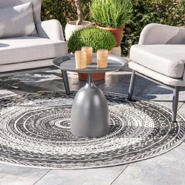 Mckinney Aluminium Round Garden Side Table In Dark Grey