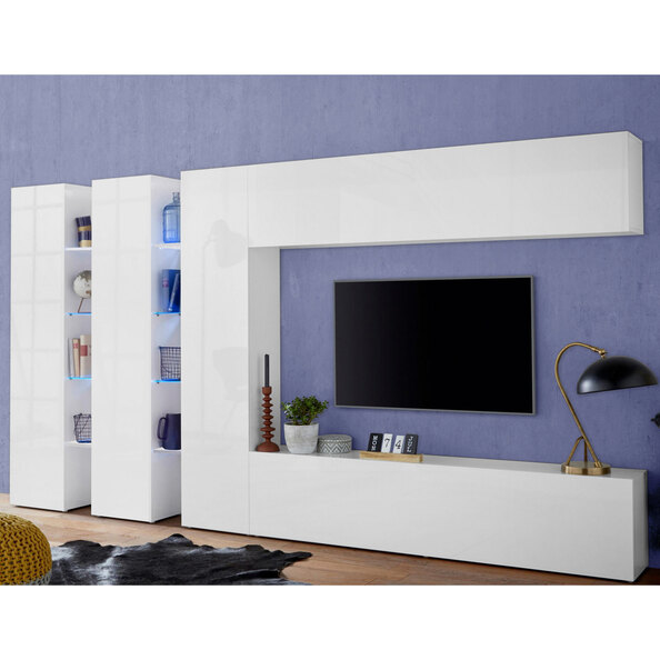 Mcrae High Glossy Entertainment Unit With 5 Doors In White