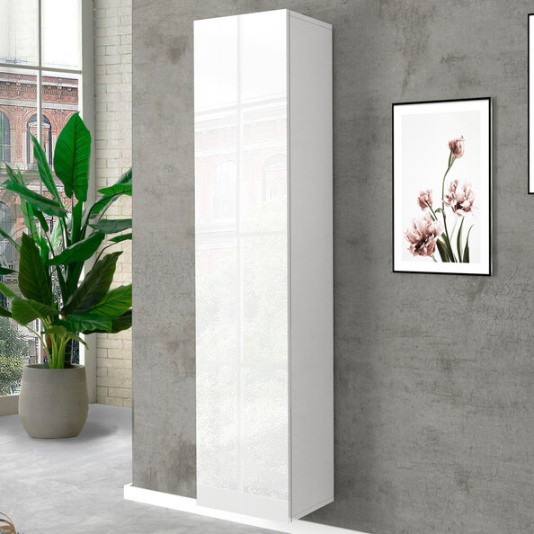 Mcrae White Glossy Storage Cabinet With 1 Door In White