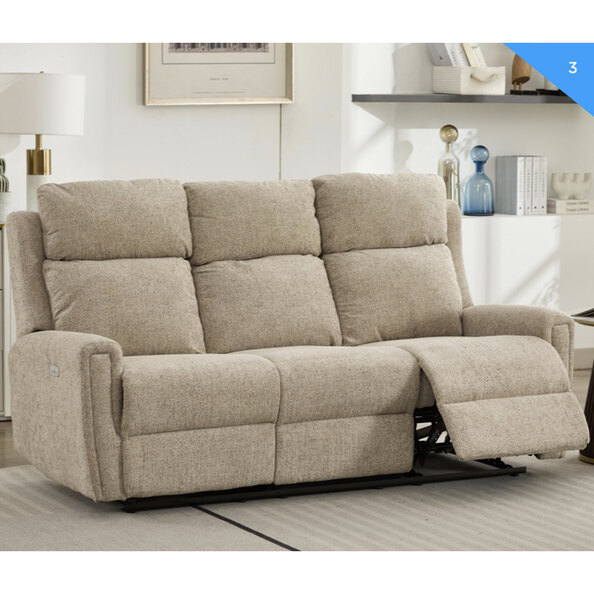 Medinah Fabric Electric 3 Seater Sofa - Beige