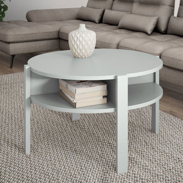 Melzio Round Wooden Coffee Table in Grey