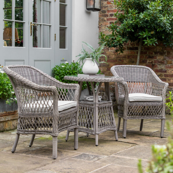 Menot Poly Rattan Bistro Set With Round Table In Stone