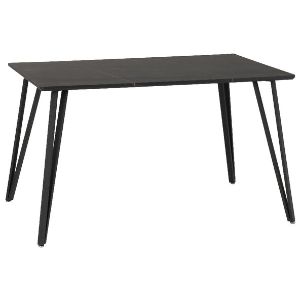 Mequon Wooden Rectangular Dining Table In Black Marble Effect