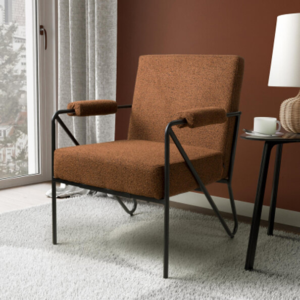 Mercer Fabric Bedroom Armchair in Burnt Orange