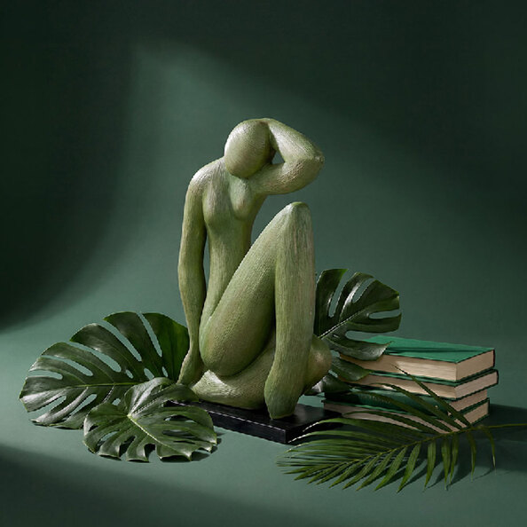 Meridian Synthetic Resin Woman Sculpture in Green