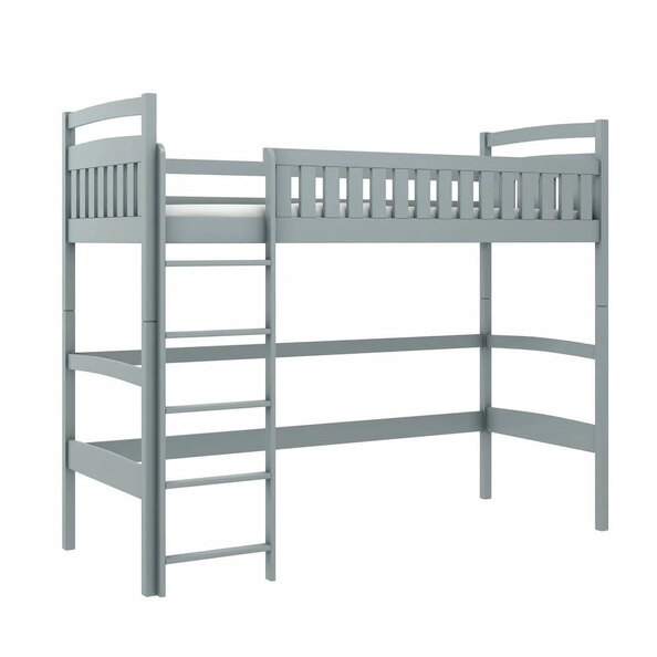 Merritt Wooden Bunk Bed With Foam Mattress And Ladders In Grey