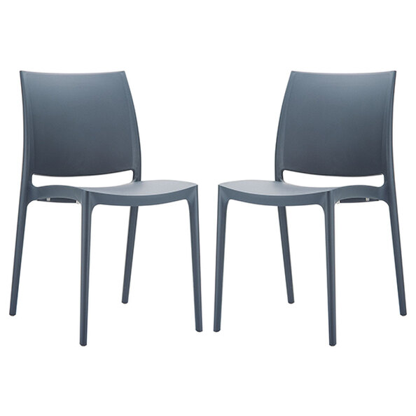 Mesa Dark Grey Polypropylene Dining Chairs In Pair