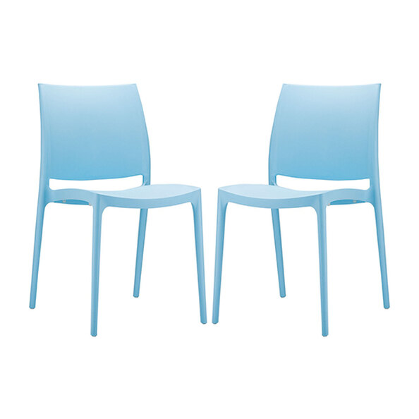 Mesa Light Blue Polypropylene Dining Chairs In Pair