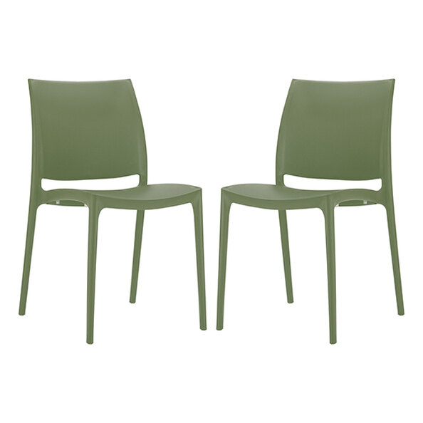 Mesa Olive Green Polypropylene Dining Chairs In Pair