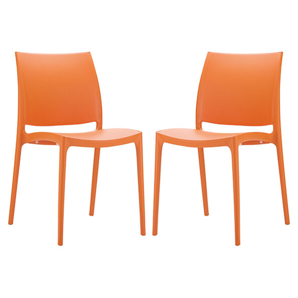 Mesa Orange Polypropylene Dining Chairs In Pair