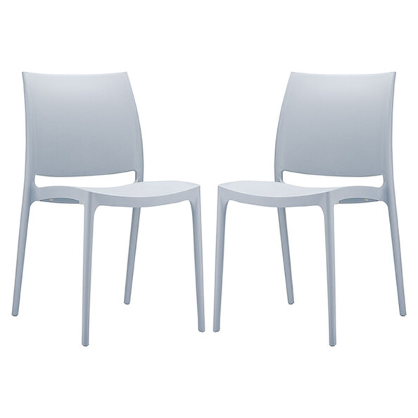 Mesa Silver Grey Polypropylene Dining Chairs In Pair