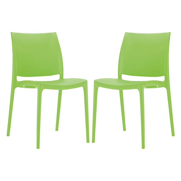 Mesa Tropical Green Polypropylene Dining Chairs In Pair