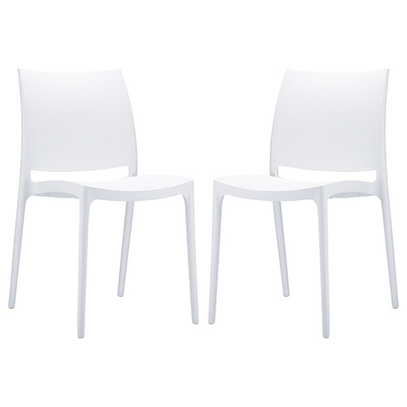Mesa White Polypropylene Dining Chairs In Pair