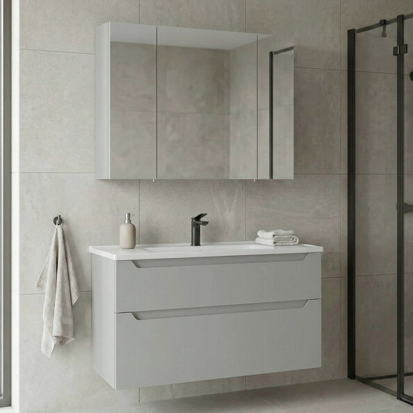 Messina 1000mm Wooden Wall Mounted Bathroom Furniture Set in Matte Cashmere