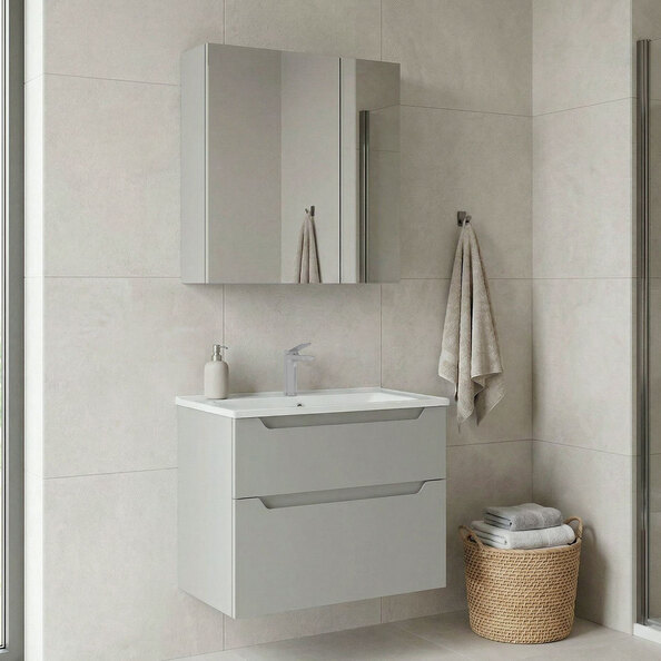 Messina 650mm Wooden Wall Mounted Bathroom Furniture Set in Matte Cashmere