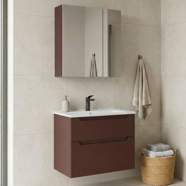Messina 650mm Wooden Wall Mounted Bathroom Furniture Set in Matte Red