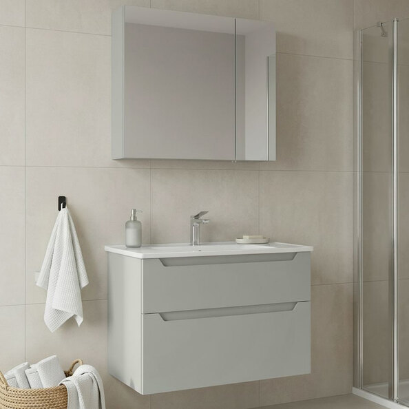 Messina 850mm Wooden Wall Mounted Bathroom Furniture Set in Matte Cashmere