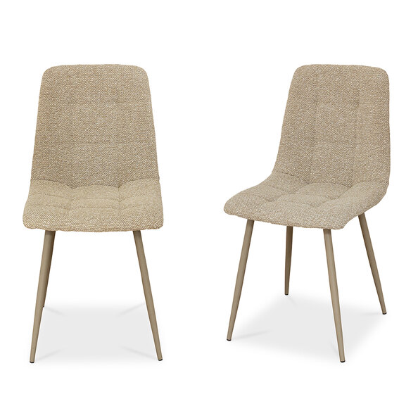 Messina Mocha Fabric Dining Chairs with Taupe Legs in Pair