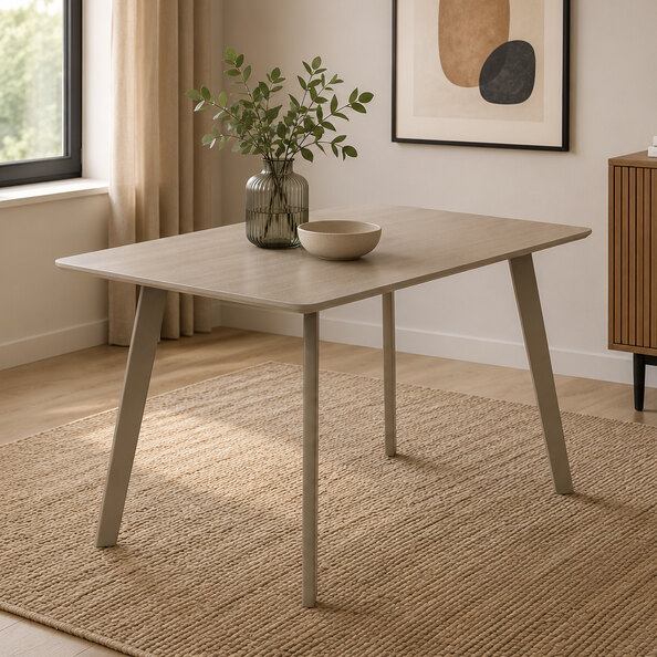 Messina Small Rectangular Wooden Dining Table with Taupe Legs in Grey
