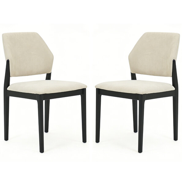 Mezira Cream Fabric Dining Chairs with Black Frame in Pair