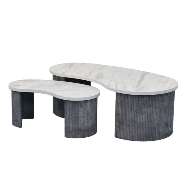 Mezira Wooden Nesting Coffee Table in White and Grey