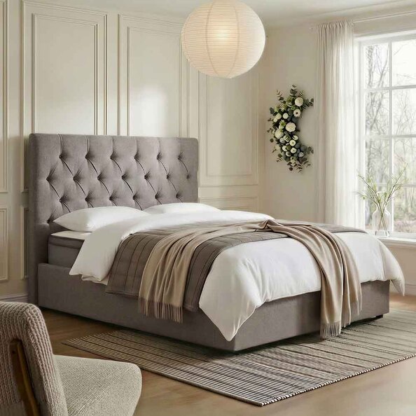 Middleton Fabric Ottoman Storage King Size Bed In Grey