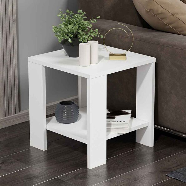 Midi Wooden Side Table in White