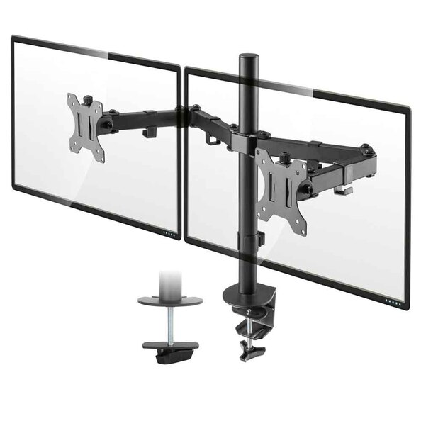 Midvale 32'' Double Arm Swivel Metal Desk Mount Monitor Stand - Black