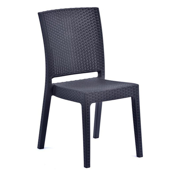 Piraeus Polypropylene Side Chair In Anthracite Rattan Effect