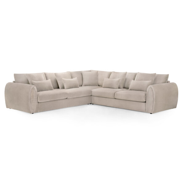 Millburn Plush Velvet Corner Sofa In Mocha