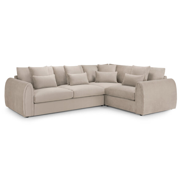 Millburn Plush Velvet Right Hand Corner Sofa In Mocha