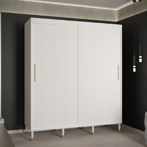 Millwall 180cm Wooden Wardrobe With 2 Sliding Doors In White
