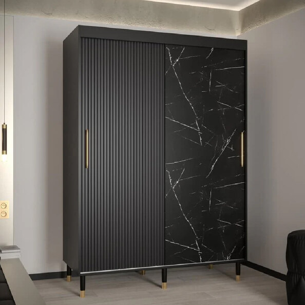 Millwall Wooden Wardrobe 150cm With 2 Sliding Doors In Black