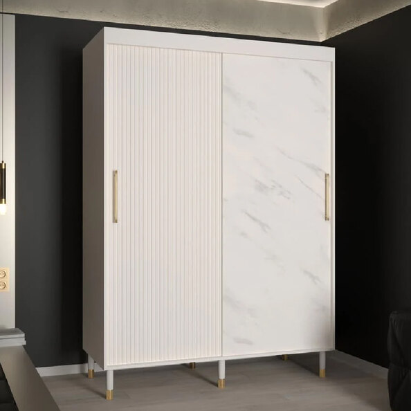 Millwall Wooden Wardrobe 150cm With 2 Sliding Doors In White