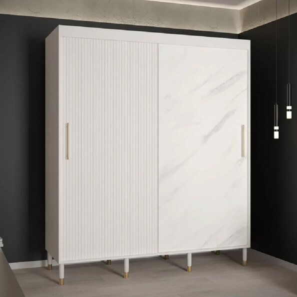 Millwall Wooden Wardrobe 180cm With 2 Sliding Doors In White