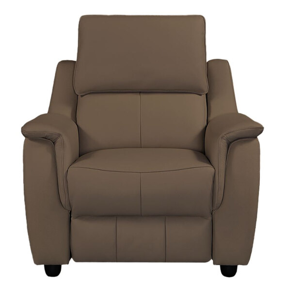 Milun Leather Electric Recliner 1 Seater Sofa In Dark Taupe