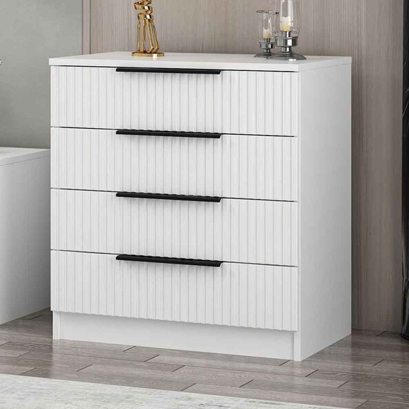 Mireva Wooden Chest of 4 Drawers in White