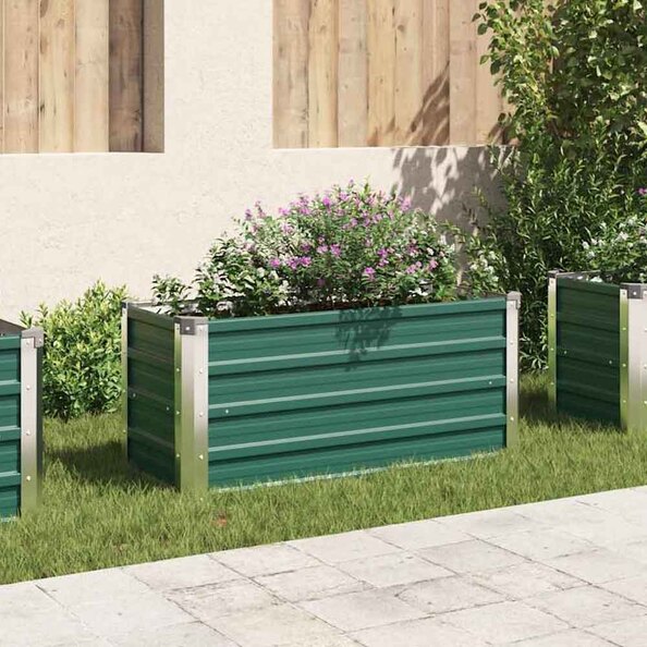 Modenza 100 x 40 x 45cm Garden Galvanised Steel Planter in Green