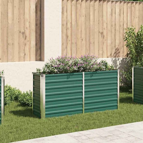 Modenza 160 x 40 x 77cm Garden Galvanised Steel Planter in Green
