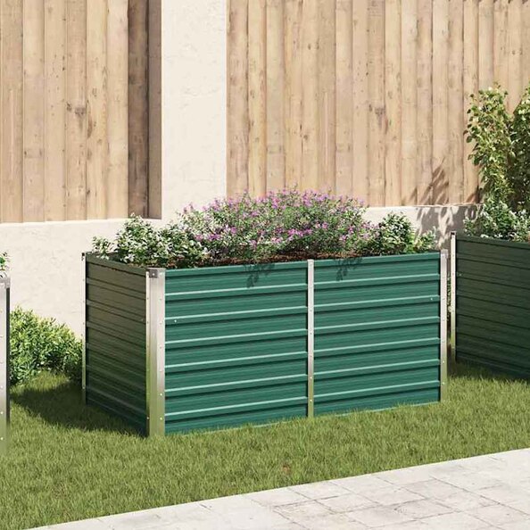 Modenza 160 x 80 x 77cm Garden Galvanised Steel Planter in Green