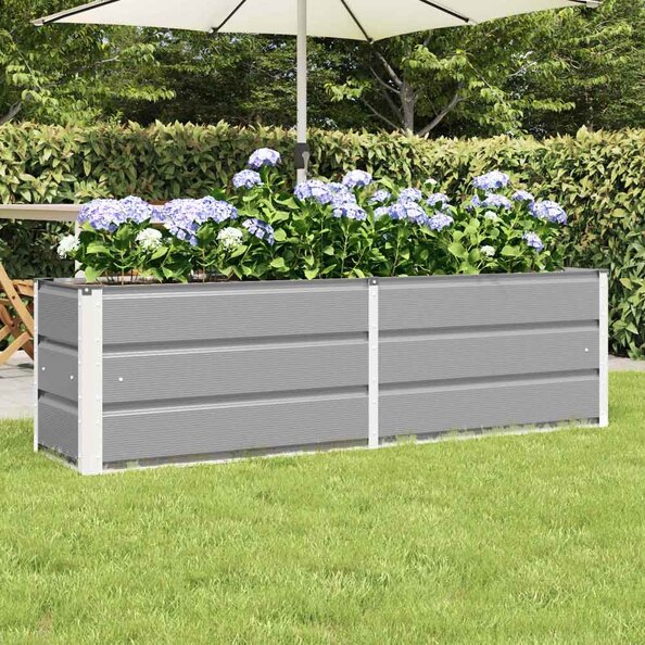 Modenza 160 x 45cm Garden Steel Planter In Light Grey